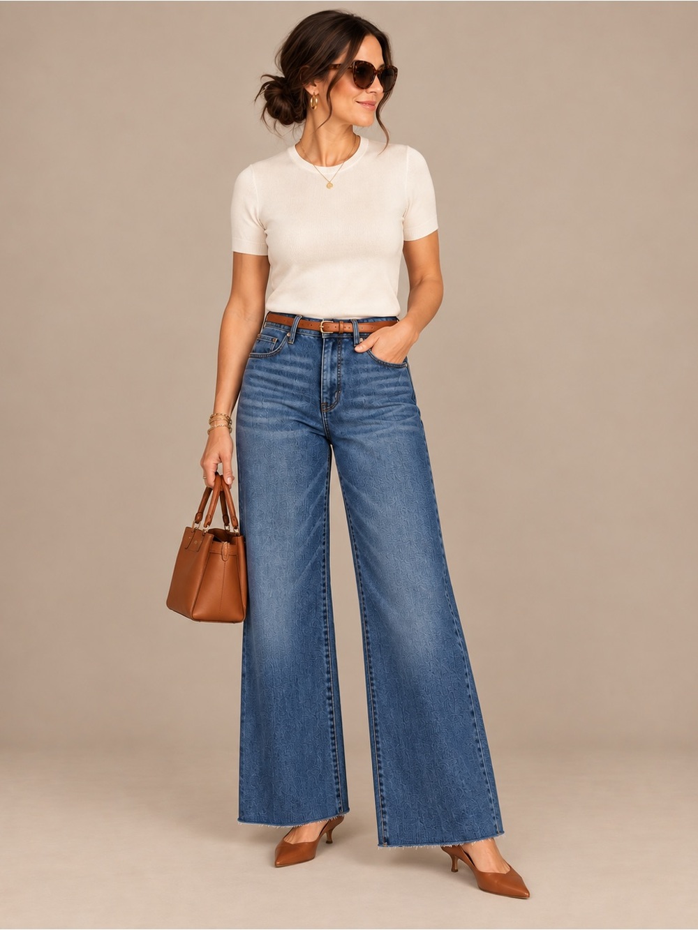 NWT Kut from the Kloth High-Rise Raw Hem Fab Ab Wide Leg Jeans  Med Wash Size 2P